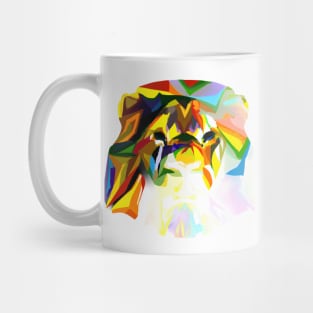 Cute Colorful Rainbow Lion Shape Head Drawing Mug